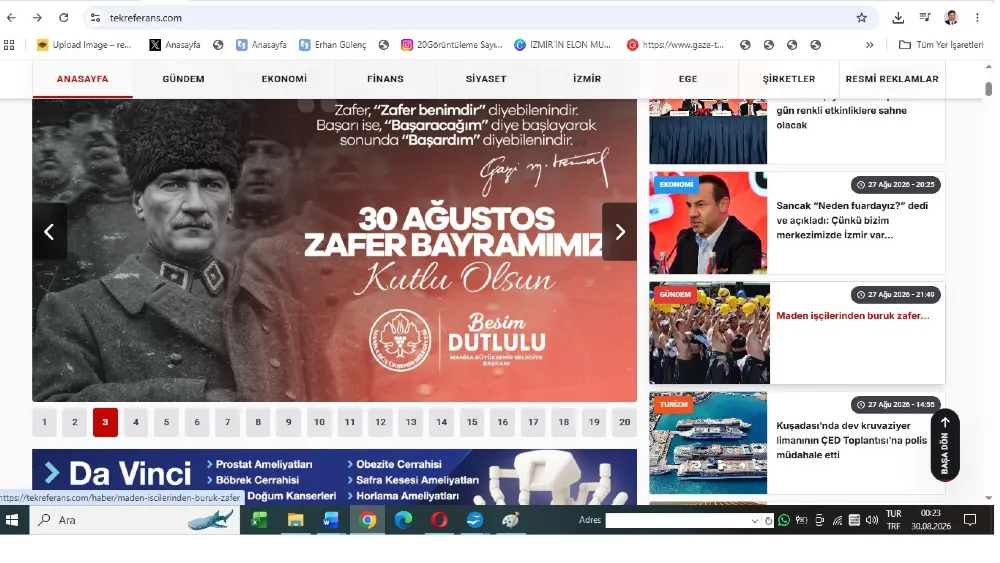 Manisa Büyükşehir Belediyesi 30 Ağutos ilanı