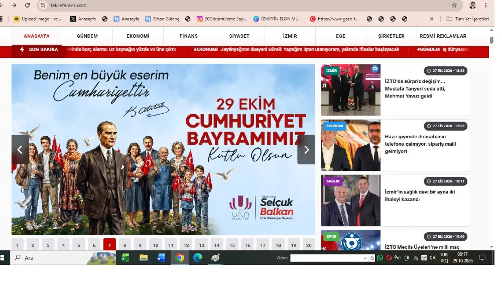 Urla Belediyesi 29 Ekim ilanı